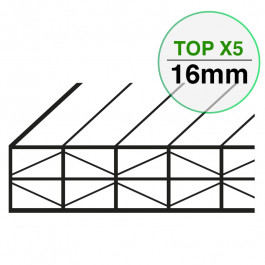 Plaque Polycarbonate Structure X Larg. 1050 mm TOP X5 EP 16 mm