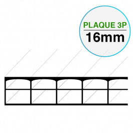 Plaque Polycarbonate 3 Parois Larg. 1050 mm EP 16 mm