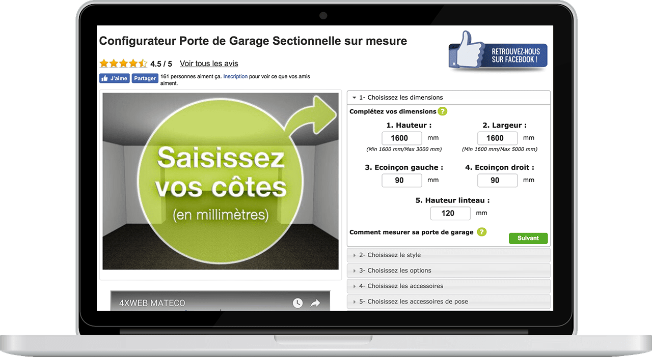 Configurateur de porte de garage sectionnelle