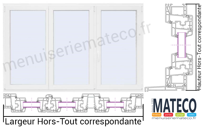 Porte de service PVC anthracite semi-vitrée ouvrant droit L 960mm